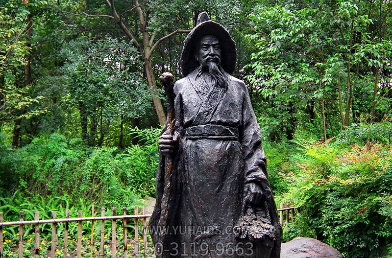 中國(guó)古代著名文學(xué)家東晉田園詩(shī)人陶淵明銅雕塑