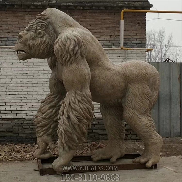 玻璃鋼仿銅景觀動物園猩猩雕塑