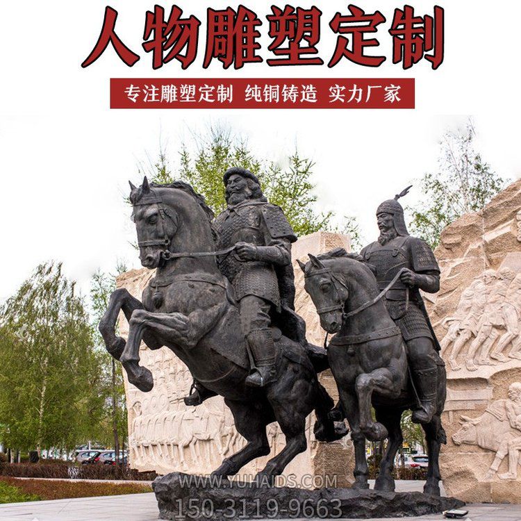 玻璃鋼英雄騎馬人物雕塑大型廣場(chǎng)古代蒙古將軍馬模型射箭銅雕