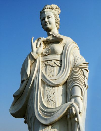 十二花神之七月雞冠花蔡氏漢白玉古代美女雕像