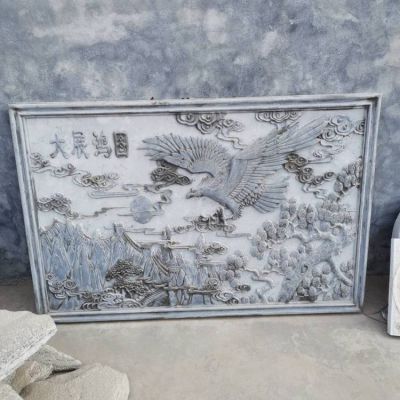 青石浮雕大展鴻圖壁影中式庭院玄關(guān)裝飾畫