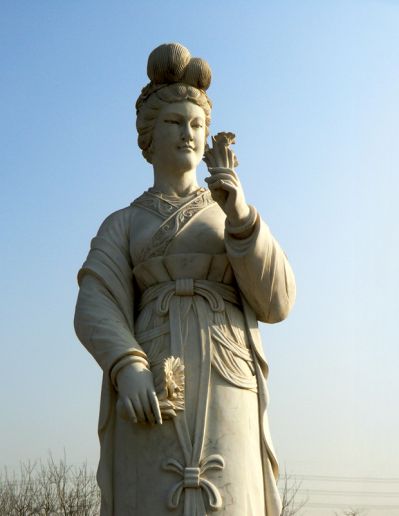 十二花神之十二月水仙花梁玉清漢白玉古代美女雕像