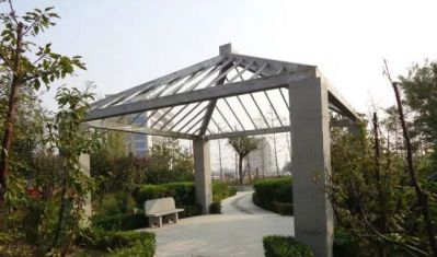 公園戶外擺放花崗巖鏤空石雕涼亭