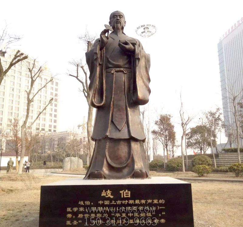 小區(qū)公園擺放古代著名醫(yī)學(xué)家岐伯銅雕像雕塑