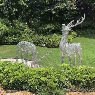 戶外公園不銹鋼鏤空照明抽象動物梅花鹿