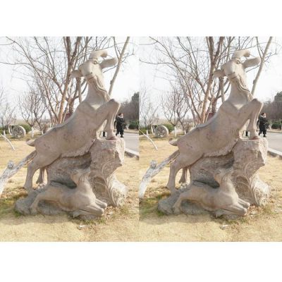 大理石石雕戶外公園動物景觀山羊雕塑