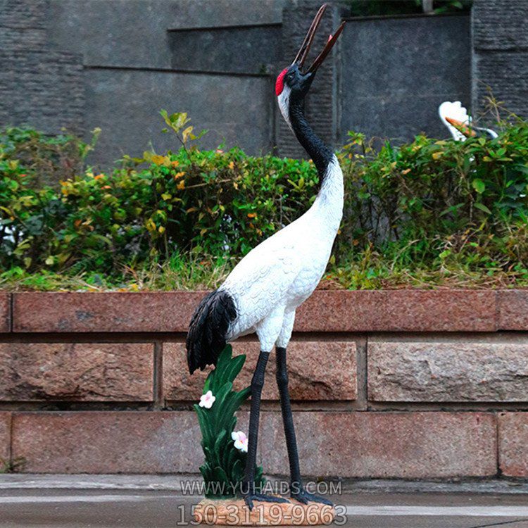 玻璃鋼仿真動物景觀仙鶴雕塑戶外園林?jǐn)[件