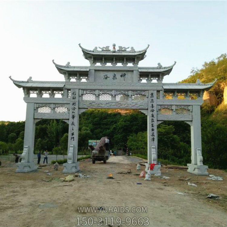 石雕牌坊仿古村口景區(qū)寺廟門口裝飾優(yōu)質(zhì)天然石材雕塑