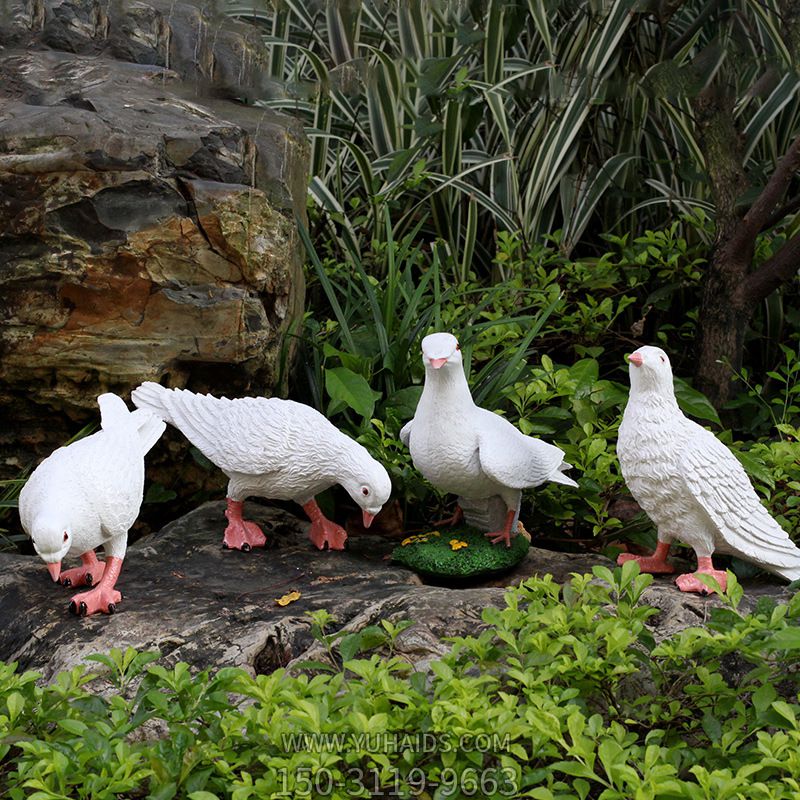 公園戶外池塘邊仿真動(dòng)物玻璃鋼材質(zhì)鴿子雕塑