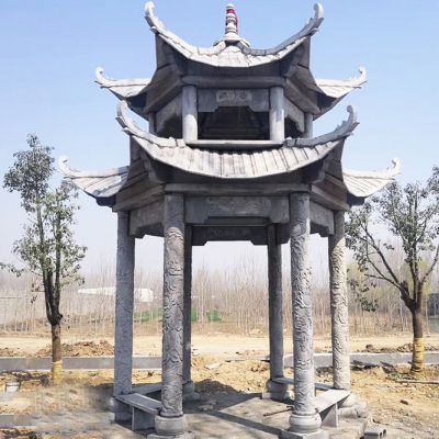 青石仿古建筑復頂園林戶外擺放涼亭