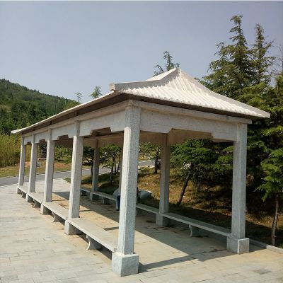 森林公園仿古建大理石長(zhǎng)廊座椅休息涼亭