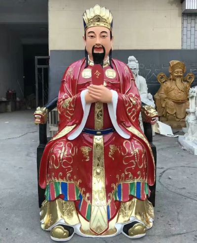 玻璃鋼彩繪大型仿真人物景觀(guān)三官雕塑